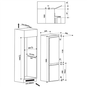 Built-in refrigerator Whirlpool (194 cm)