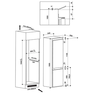 Built-in refrigerator Whirlpool (194 cm)