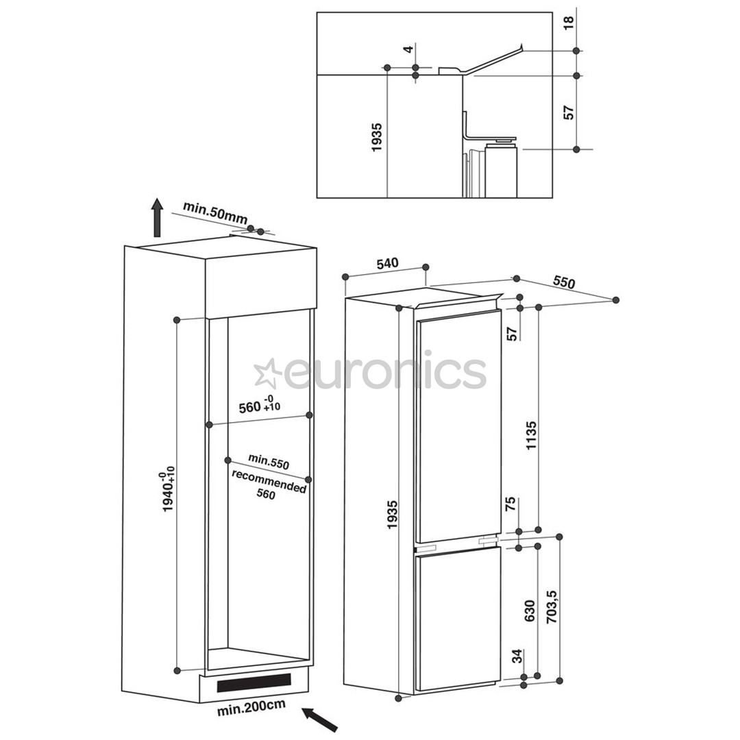 Built-in refrigerator Whirlpool (194 cm)
