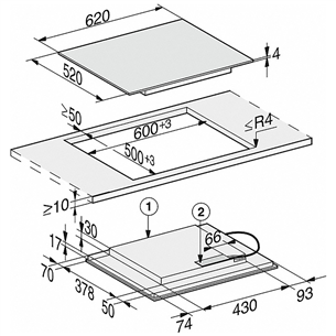 Miele, laius 62 cm, raamita, must - Integreeritav induktsioonpliidiplaat