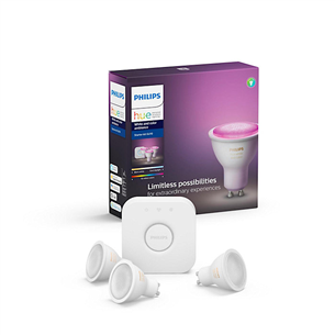 Philips Hue White and Color Ambiance Bluetooth, GU10, 3 tk + sild, valge - Nutivalgusti komplekt