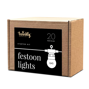 Twinkly Festoon Lights 20 RGB, 10 m, must - Nutikad peotuled