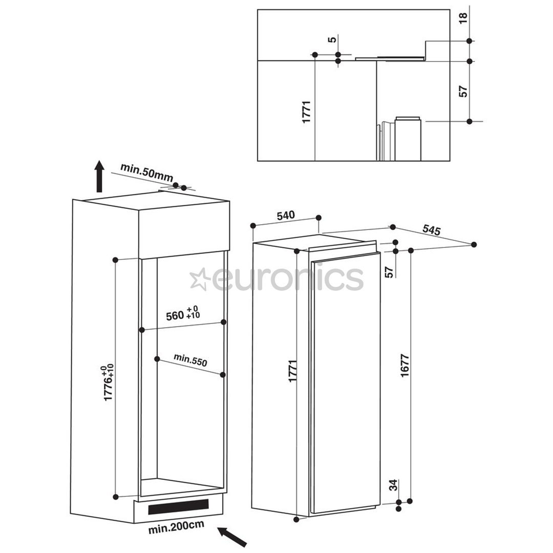 Integreeritav jahekapp Whirlpool (178 cm)