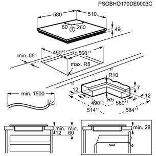 AEG 6000 Bridge, ширина 58 см, без рамы, черный - Интегрируемая индукционная варочная панель