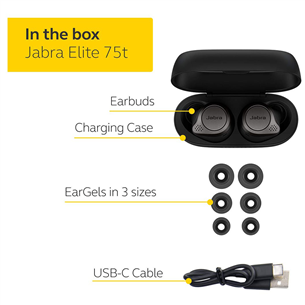 Jabra Jabra Elite 75t, must/titaan - Täisjuhtmevabad kõrvaklapid