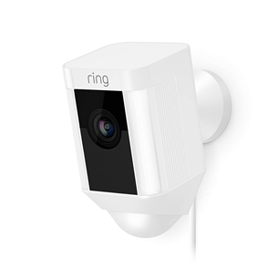 Ring Spotlight Cam Wired, 2 МП, WiFi, LAN, обнаружение людей, ночной режим, белый - Наружная камера видеонаблюдения