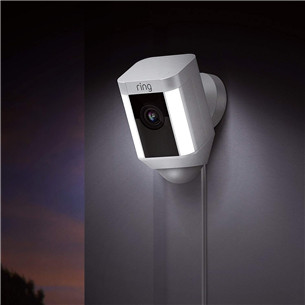 Ring Spotlight Cam Wired, 2 MP, WiFi, LAN, human detection, night vision, white - Outdoor Security Camera