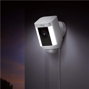 Ring Spotlight Cam Wired, 2 Mpx, WiFi, LAN, inimese tuvastus, öörežiim, valge - Väliturvakaamera