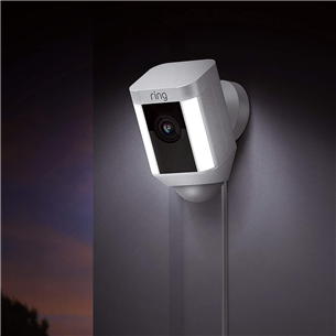 Ring Spotlight Cam Wired, 2 MP, WiFi, LAN, human detection, night vision, white - Outdoor Security Camera