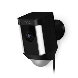 Ring Spotlight Cam Wired, 2 МП, WiFi, LAN, обнаружение людей, ночной режим, черный - Наружная камера видеонаблюдения 8SH1P7-BEU0