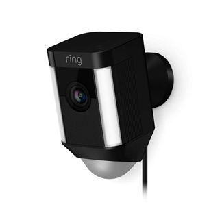 Ring Spotlight Cam Wired, 2 MP, WiFi, LAN, human detection, night vision, black - Outdoor Security Camera