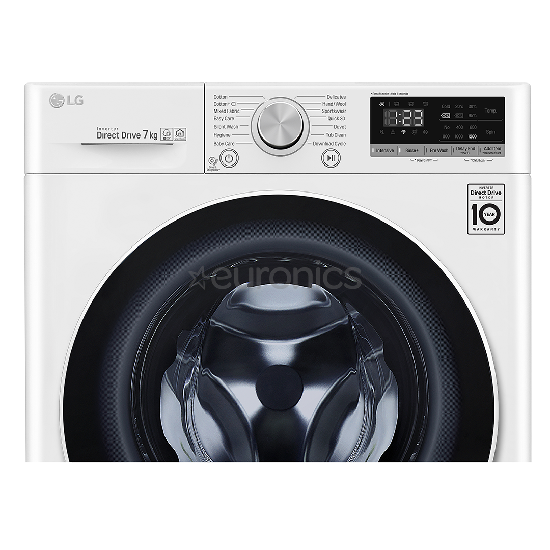 LG 7 kg, sügavus 45 cm, 1200 p/m - Eestlaetav pesumasin