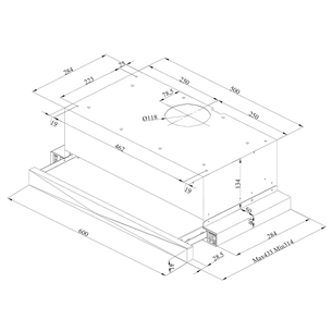 Beko, 352 m³/h, laius 60 cm, must - Integreeritav õhupuhasti