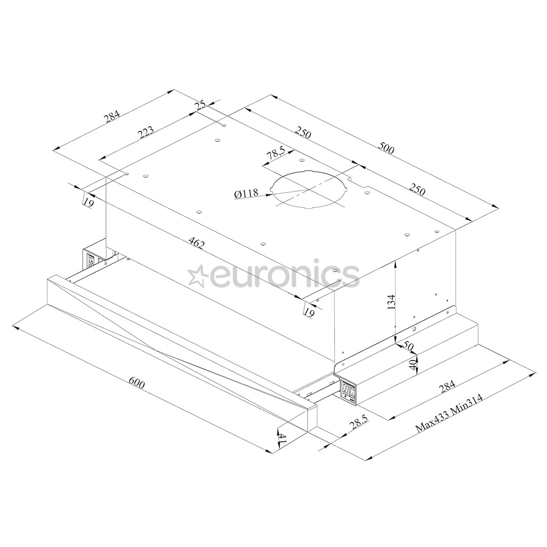 Beko, 352 м³/ч, ширина 60 см, черный - Интегрируемая вытяжка