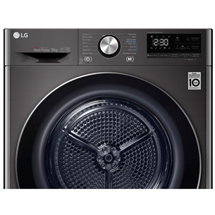 LG, 9 kg, depth 61.5 cm, dark grey - Clothes Dryer