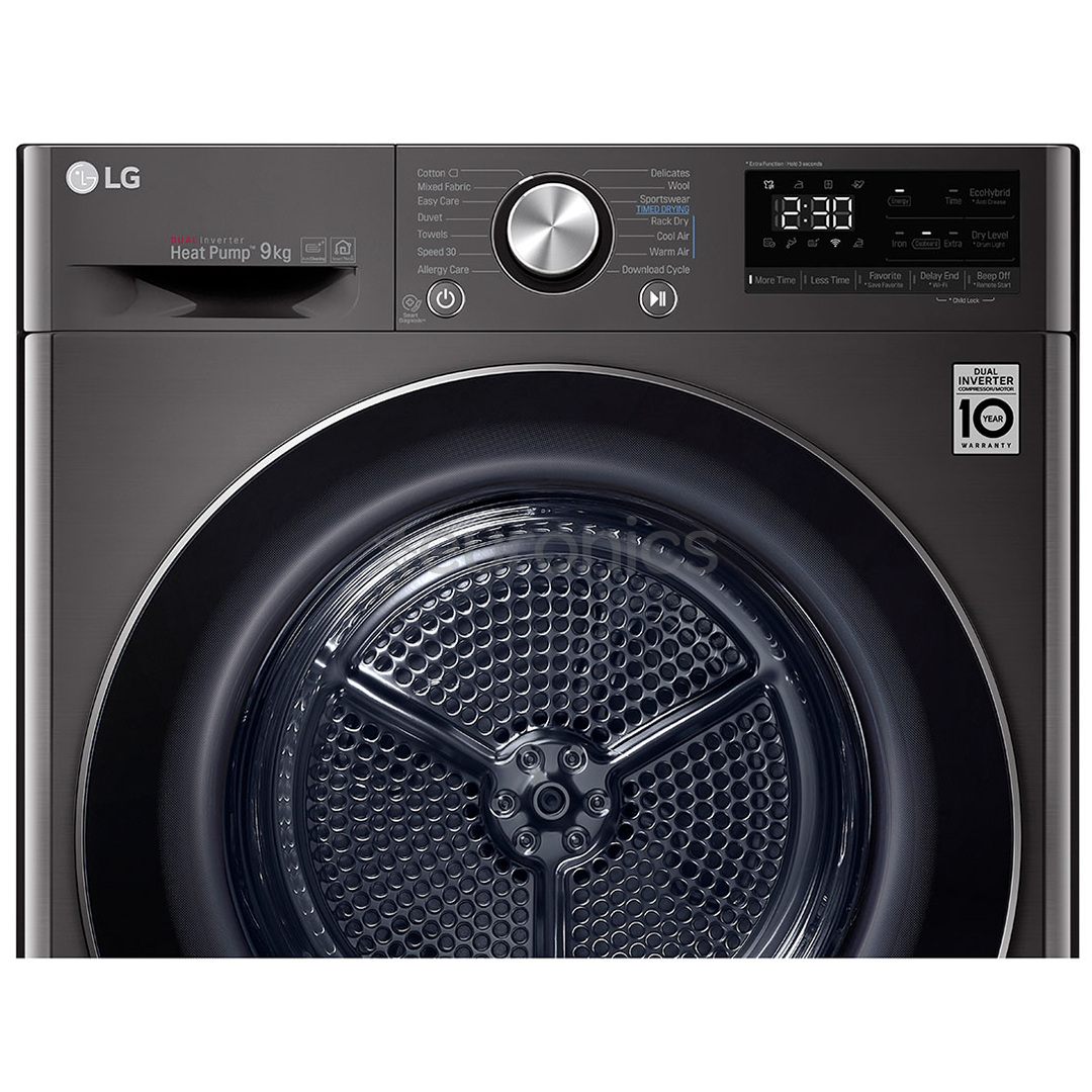 LG, 9 kg, sügavus 61,5 cm, tumehall - Pesukuivati