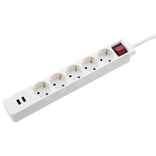 Hama, 1.4 m, 5 sockets, white - Extension cable