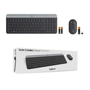 Logitech MK470 Slim Combo, US, must - Juhtmevaba klaviatuur + hiir