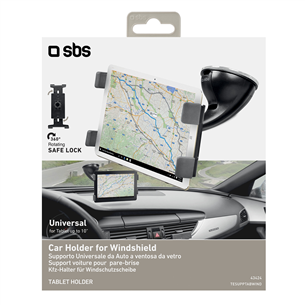 SBS Tab Wind Holder, black - Universal car tablet holder with suction cup