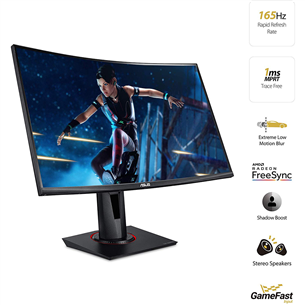 ASUS TUF Gaming VG27VQ, 27'', FHD, LED VA, 165 Hz, curved, black - Monitor