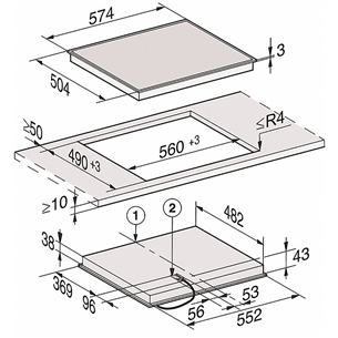 Miele, laius 57,4 cm, terasraamiga, must - Integreeritav keraamiline pliidiplaat