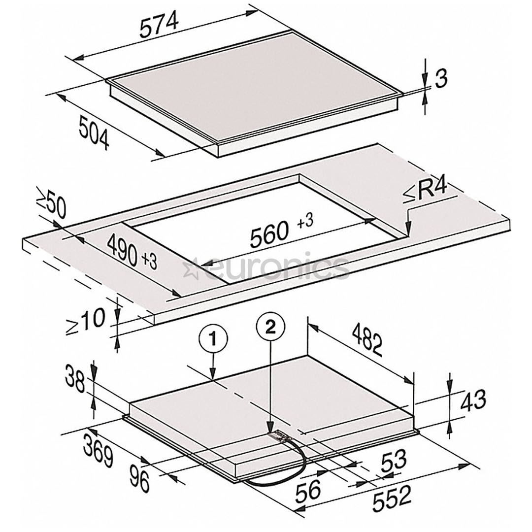 Miele, laius 57,4 cm, terasraamiga, must - Integreeritav keraamiline pliidiplaat