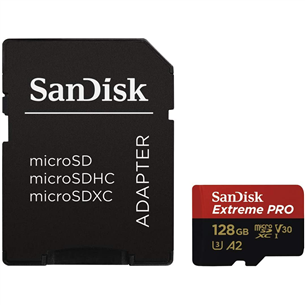 Карта памяти MicroSDXC SanDisk Extreme PRO + адаптер (128 ГБ)