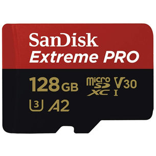 Карта памяти MicroSDXC SanDisk Extreme PRO + адаптер (128 ГБ)
