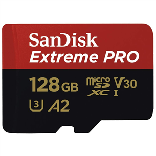 MicroSDXC mälukaart SanDisk Extreme PRO + adapter (128 GB)