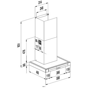 Beko, 730 m³/h, width 60 cm, black/inox - Cooker Hood