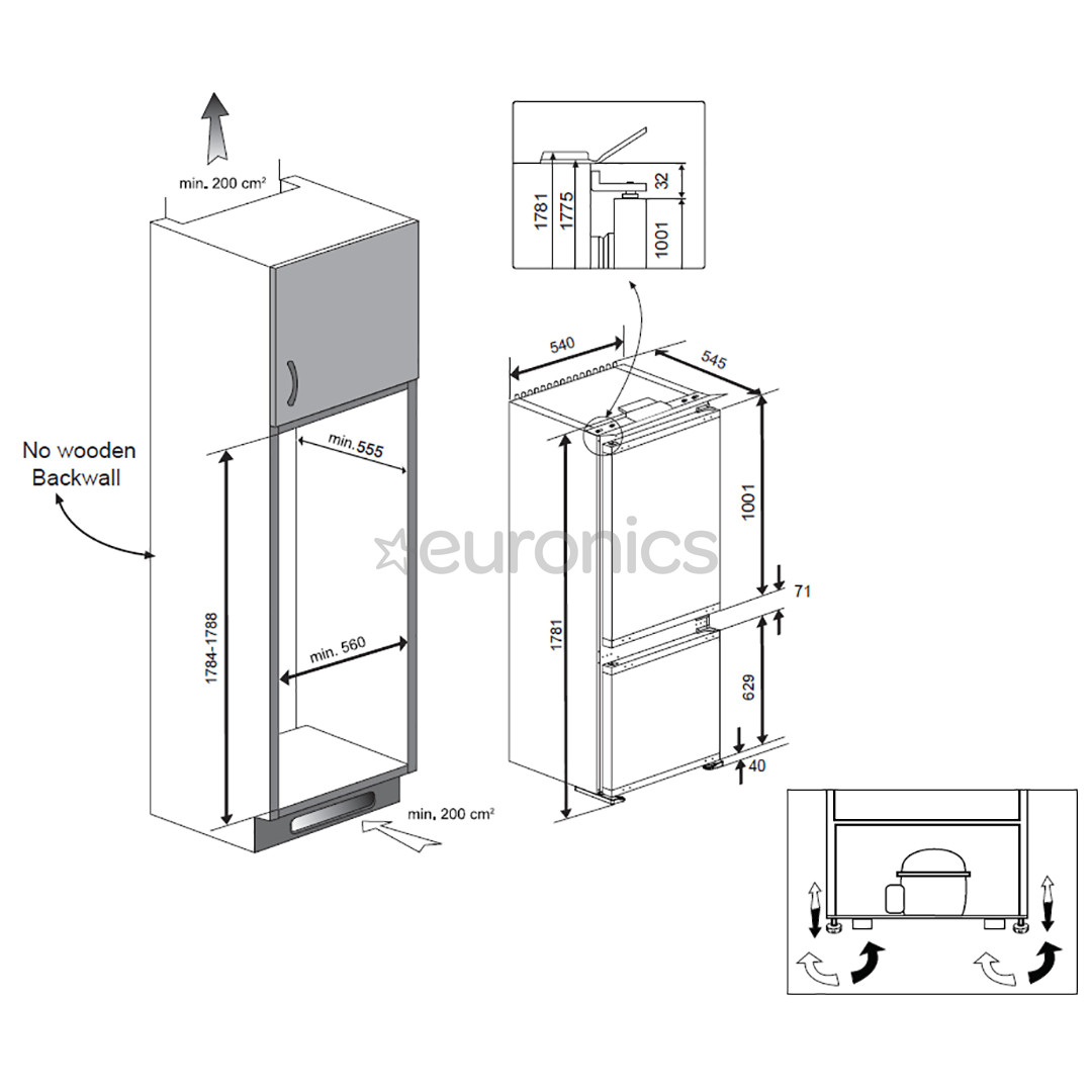Built-in refrigerator Beko (height: 177cm)