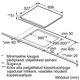 Bosch, laius 60,6 cm, terasraamiga, must - Integreeritav induktsioonpliidiplaat