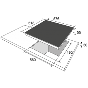 Hansa, width 57.6 cm, black - Built-in induction hob