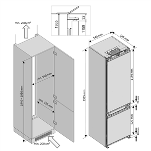 Интегрируемый холодильник Beko (193,5 см)