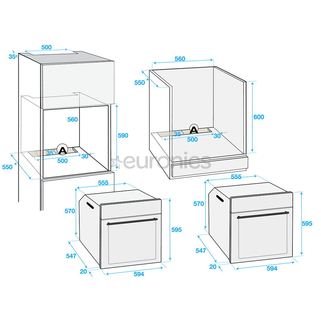 Beko, 71 л, черный/нерж. сталь - Интегрируемый духовой шкаф