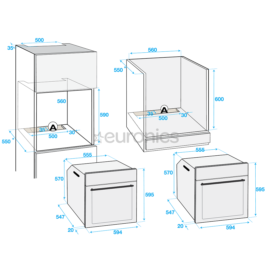 Beko, 71 L, black/inox - Built-in oven
