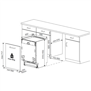 Beko, internal lighting, 14 place settings - Built-in Dishwasher