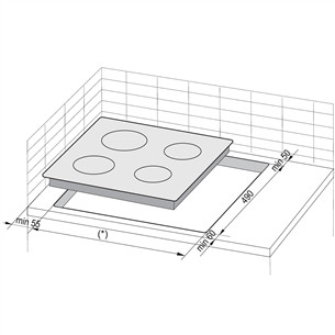 Hansa, width 57.5 cm, frame, black - Built-in Ceramic Hob
