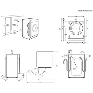 Electrolux, 8 kg, depth 54 cm, 1400 rpm - Built-in Washing Machine