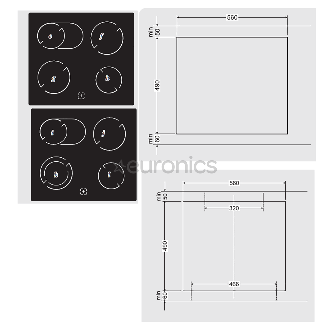 Hansa, 62 L, inox/black - Built-in Oven + Ceramic Hob