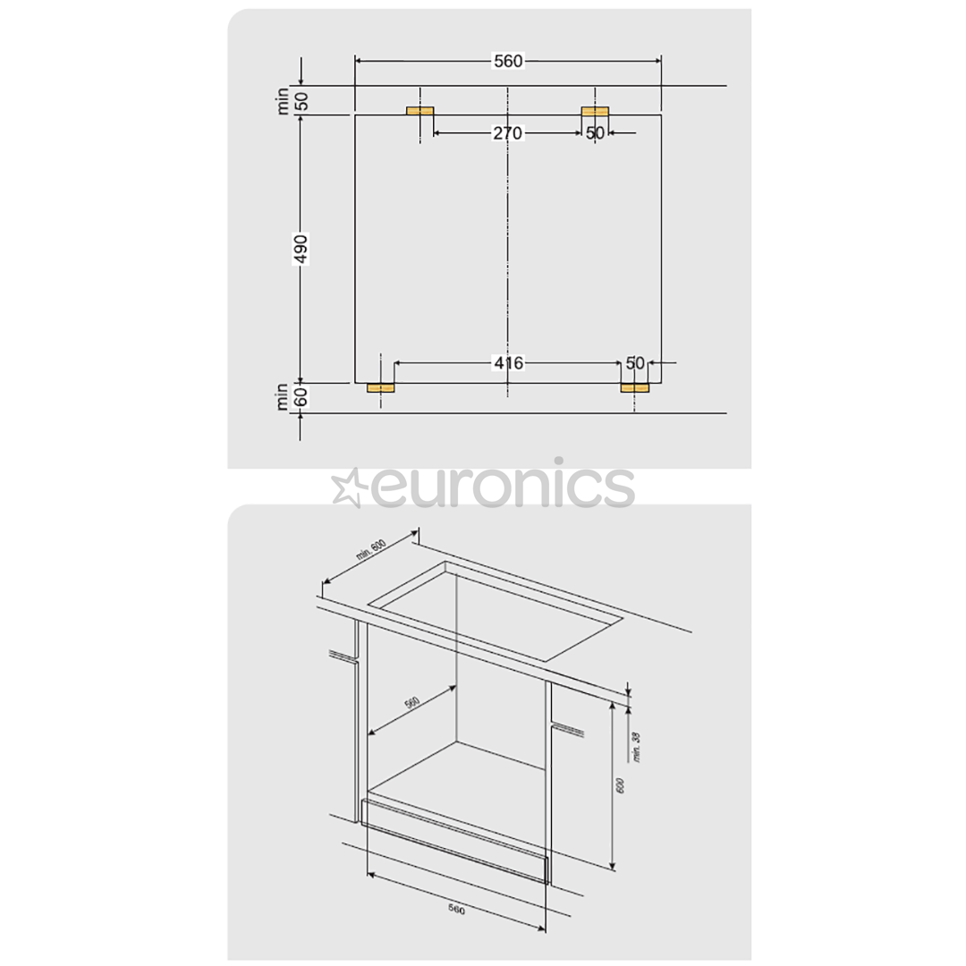 Hansa, 62 L, inox/black - Built-in Oven + Ceramic Hob