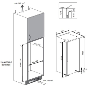 Built-in refrigerator Beko (122 cm)