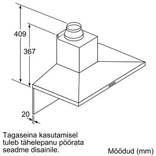 Bosch, 610 m³/h, laius 90 cm, roostevaba teras - Õhupuhasti