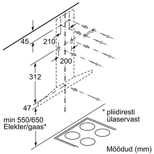 Bosch, 610 m³/h, laius 90 cm, roostevaba teras - Õhupuhasti