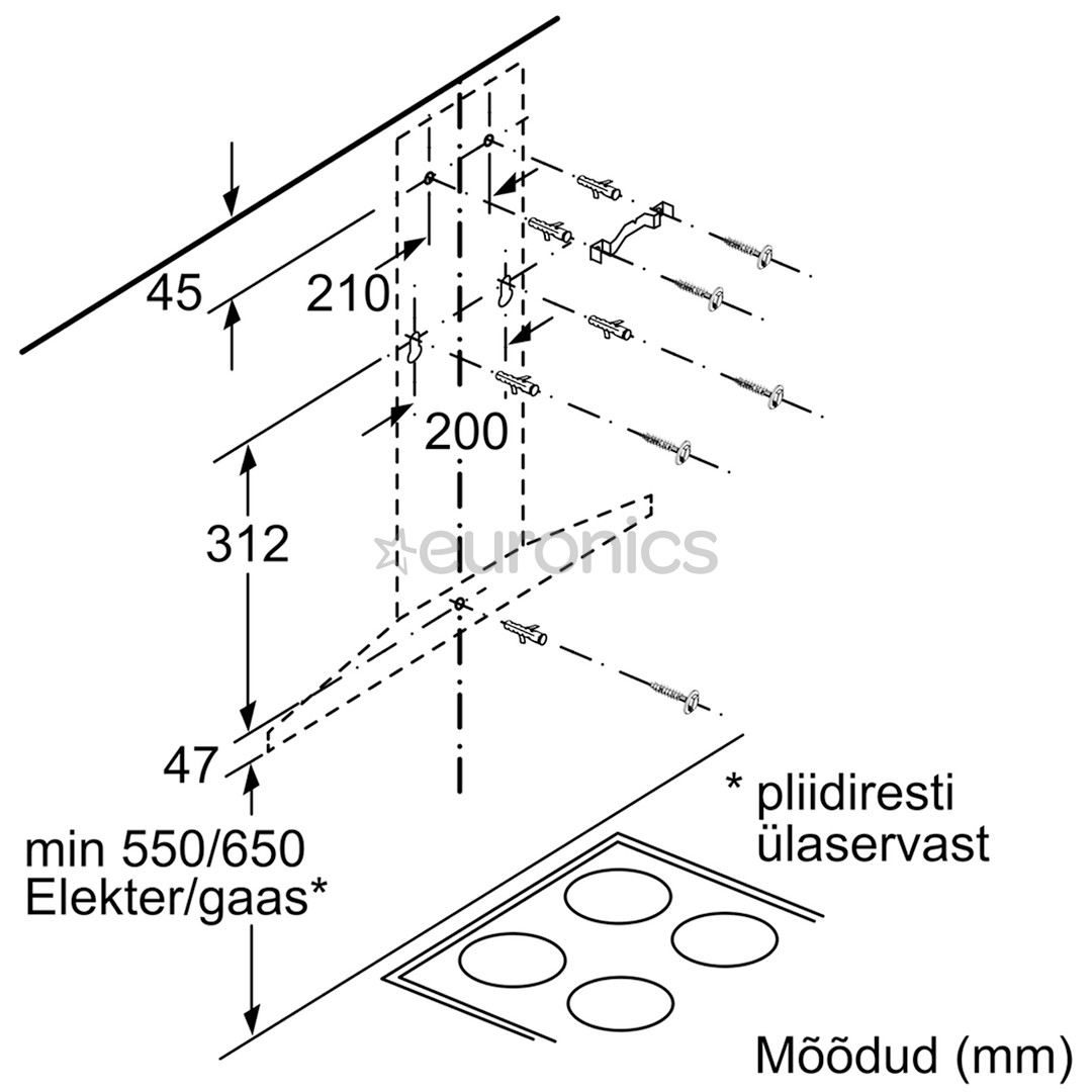 Bosch, 610 m³/h, width 90 cm, inox - Cooker Hood