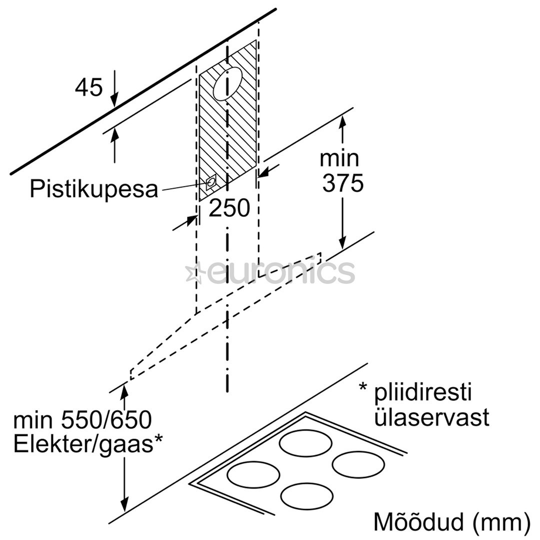 Bosch, 610 m³/h, width 90 cm, inox - Cooker Hood