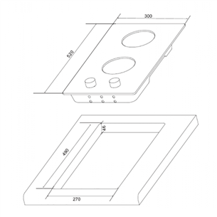 Hansa, laius 30 cm, must - Integreeritav gaasipliidiplaat