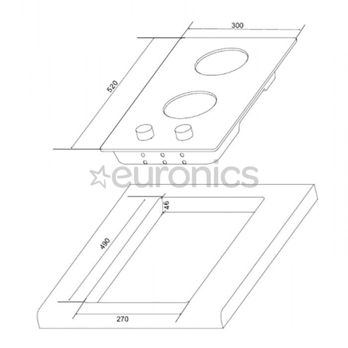 Hansa, laius 30 cm, must - Integreeritav gaasipliidiplaat