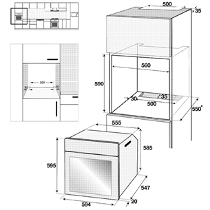 Интегрируемый духовой шкаф, Beko / объём: 80 л