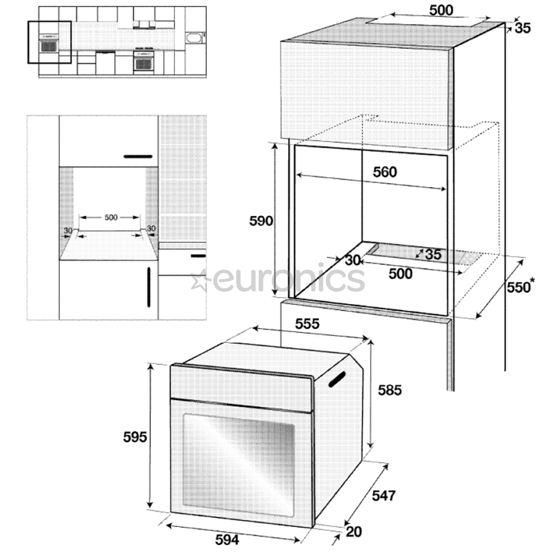 Интегрируемый духовой шкаф, Beko / объём: 80 л